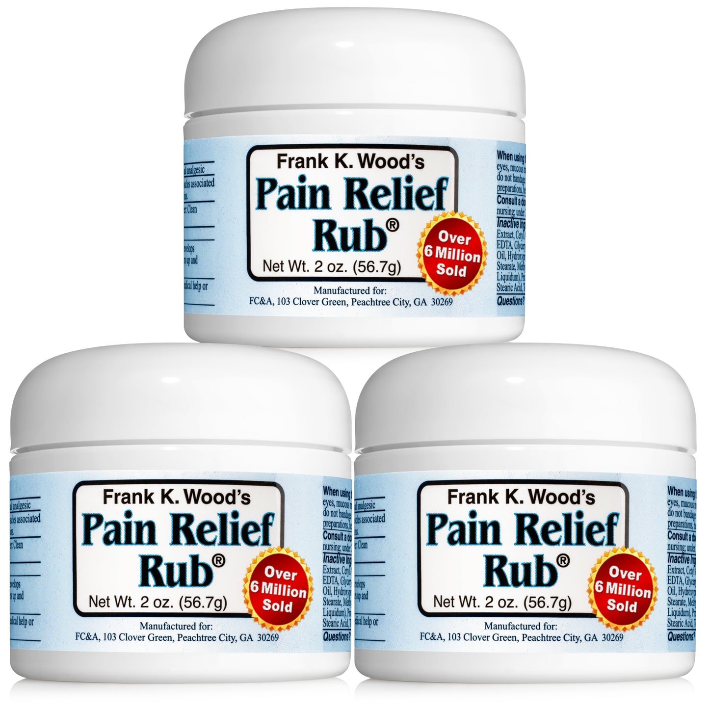Frank K. Wood’s Pain Relief Rub - 3 Jars